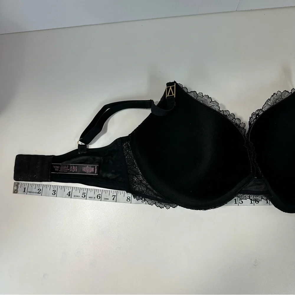 Victoria’s Secret Black Lace Gold Logo Very Sexy Uplift Plunge Sz 34DDD - Picture 10 of 12